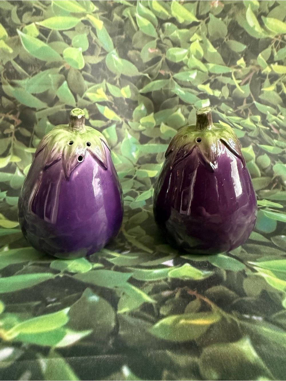 Vintage Otagiri Purple Eggplant Ceramic Salt & Pepper Shakers
